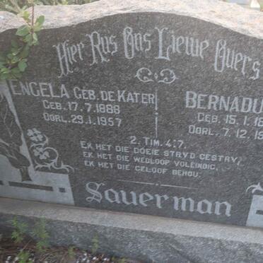 SAUERMAN Bernadus J. 1881-1971 & Engela DE KATER 1888-1957