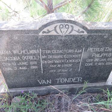 TONDER Petrus Daniel Philippus, van 1881-1954 & Maria Wilhelmina Jacoba KRIEL 1881-1961