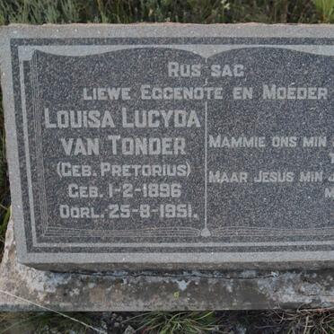 TONDER Louisa Lucyda, van nee PRETORIUS 1896-1951