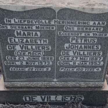VILLIERS Petrus Johannes, de 1887-1953 & Maria Elizabeth KOCK 1888-1973