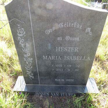 VUUREN Hester Maria Isabella, Jansen van 1922-2013