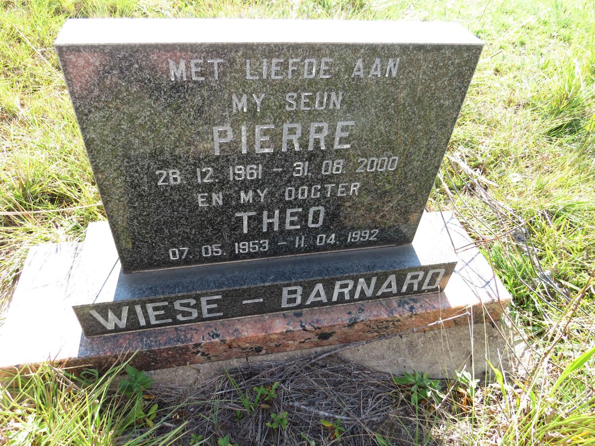 WIESE-BARNARD Pierre 1961-2000 :: WIESE-BARNARD Theo 1953-1992