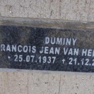 DUMINY Francois Jean van Helsland 1937-2005