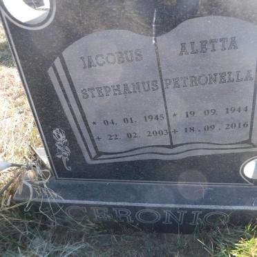 CERONIO Jacobus Stephanus 1945-2003 &amp; Aletta Petronella 1944-2016