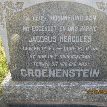GROENENSTEIN Jacobus Hercules 1927-1958