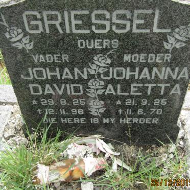 GRIESSEL Johan David 1925-1996 &amp; Johanna Aletta 1925-1970