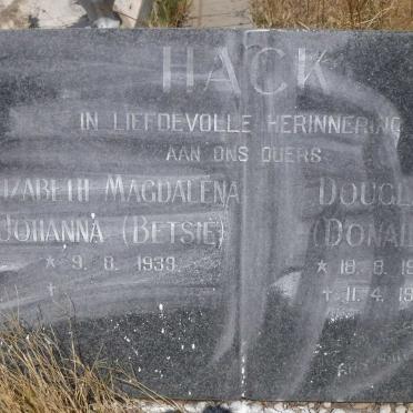 HACK Douglas 1935-1991 &amp; Elizabeth Magdalena Johanna 1939-