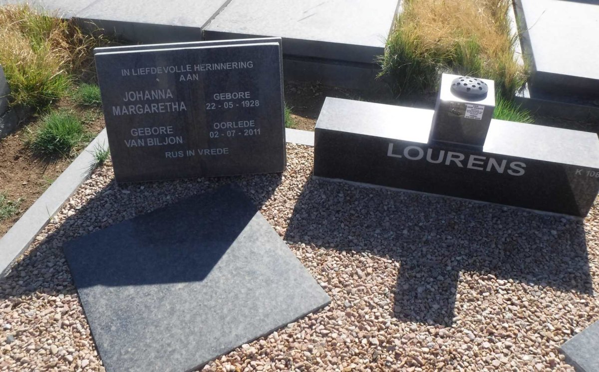 LOURENS Johanna Magaretha nee VAN BILJON 1928-2011