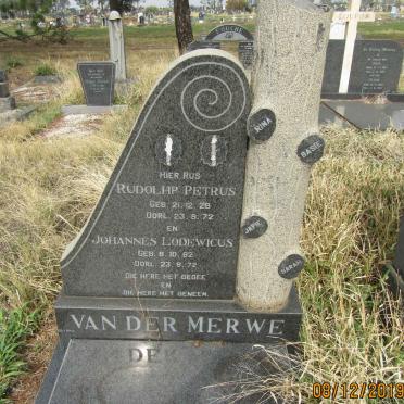 MERWE Rudolph Petrus, van der 1929-1972 :: MERWE Johannes Lodewicus, van der 1962-1972
