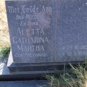 PISANIE Lambertus Nicolaas, du 1917-1982 &amp; Aletta Catharina Martha PRETORIUS 1920-1998