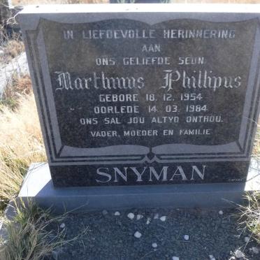 SNYMAN Marthinus Phillipus 1954-1984
