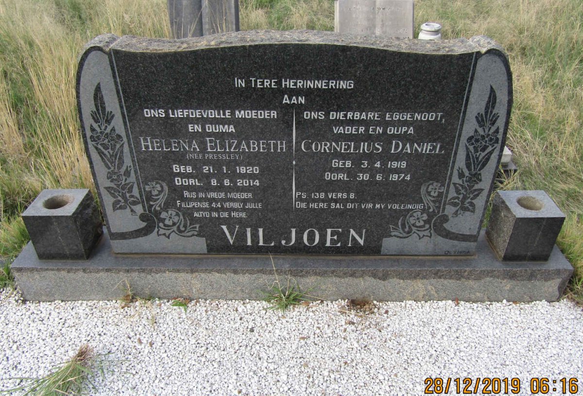VILJOEN Cornelius Daniel 1919-1974 & Helena Elizabeth PRESSLEY 1920-2014