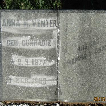 VENTER Anna M. nee CONRADIE 1877-1969