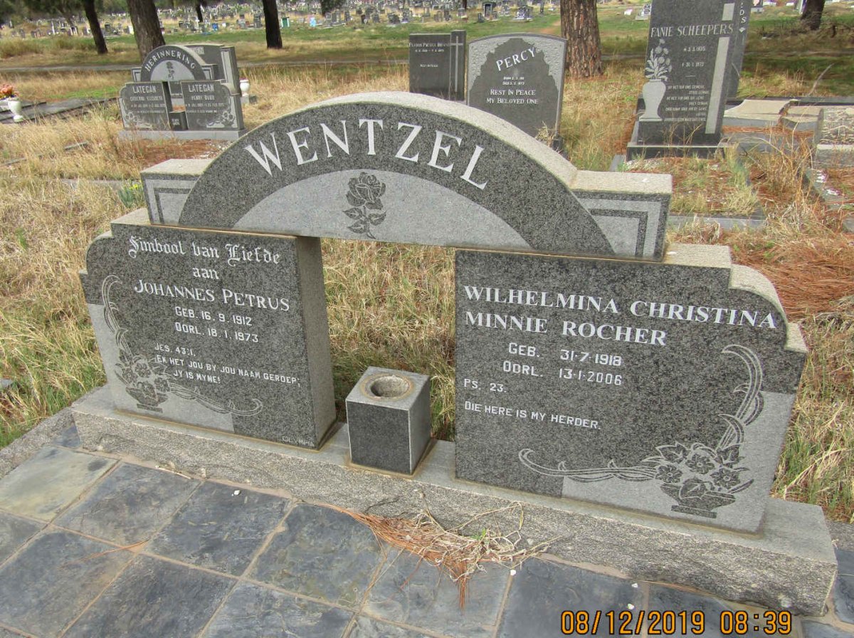 WENTZEL Johannes Petrus 1912-1973 & Wilhelmina Christina Minnie Rocher 1918-2006