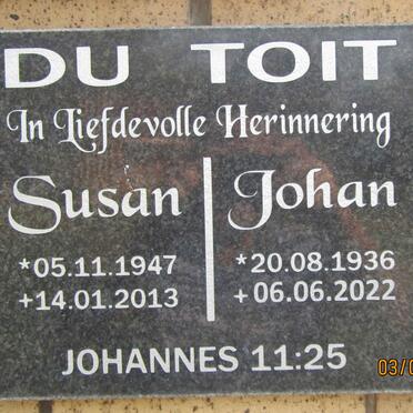 TOIT Johan, du 1936-2022 & Susan 1947-2013