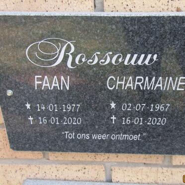 ROSSOUW Faan 1977-2020 & Charmaine 1967-2020