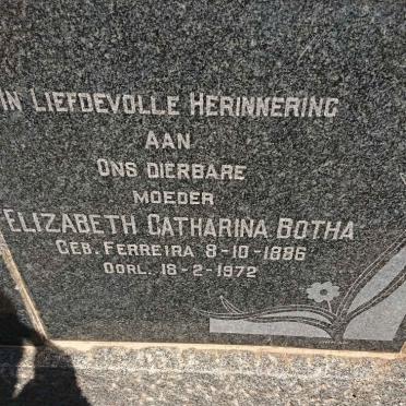 BOTHA Petrus Jacobus 1867-1959 &amp; Elizabeth Catharina FERREIRA 1886-1972