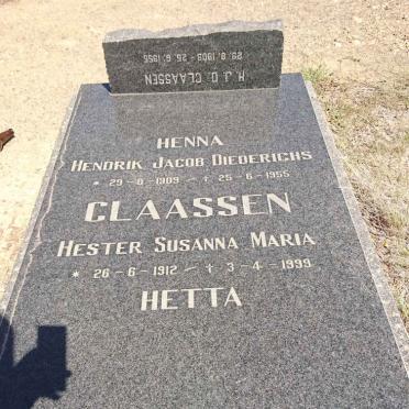 CLAASSEN Hendrik Jacobus Diederichs 1909-1955 &amp; Hester Susanna Maria 1912-1999