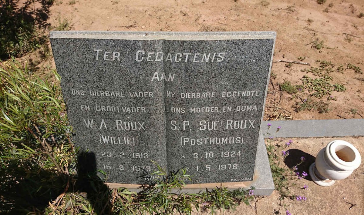ROUX W.A. 1913-1979 & S.P. POSTHUMUS 1924-1978