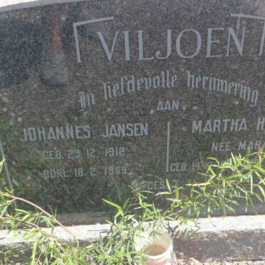 VILJOEN Johannes Jansen 1912-1969 &amp; Martha Hester MARAIS 1923-1970