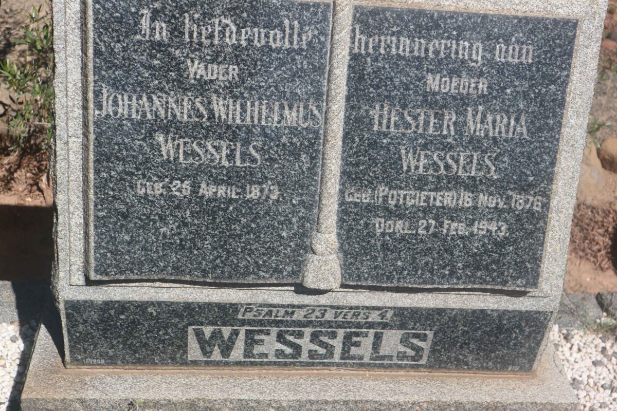 WESSELS Johannes Wilhelmus 1873- & Hester Maria POTGIETER 1876-1943