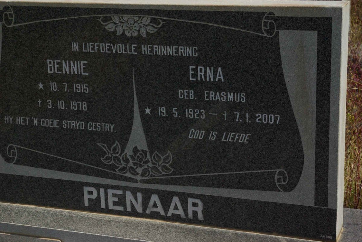 PIENAAR Bennie 1915-1978 & Erna ERASMUS 1923-2007