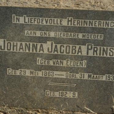 PRINSLOO Johanna Jacoba nee VAN EEDEN 1863-1937