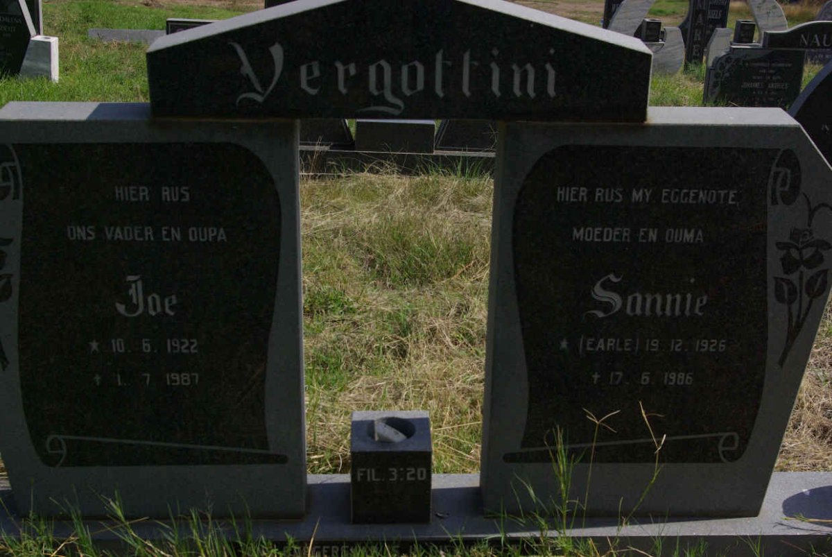 VERGOTTINI Joe 1922-1987 & Sannie EARLE 1926-1986