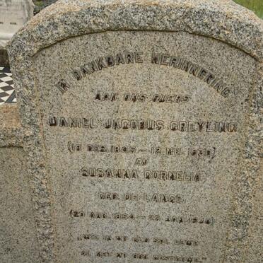 GREYLING Daniel Jacobus 1845-1938 &amp; Susanna Cornelia DE LANGE 1854-1938