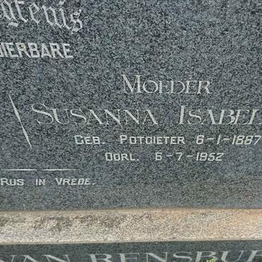 RENSBURG Jan Johannes, Jansen van 1879-1952 &amp; Susanna Isabella POTGIETER 1887-1952