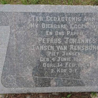 RENSBURG Petrus Johannes, Jansen van 1897-1954