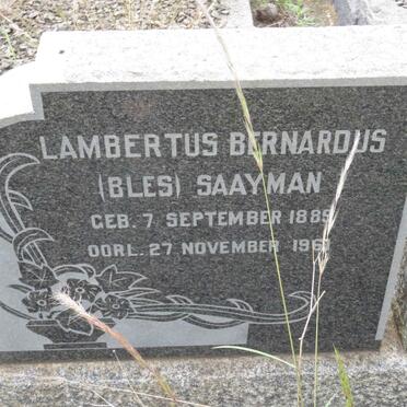 SAAYMAN Lambertus Bernardus 1889-1961 &amp; Johanna Hendrina nee CRONJE 1897-