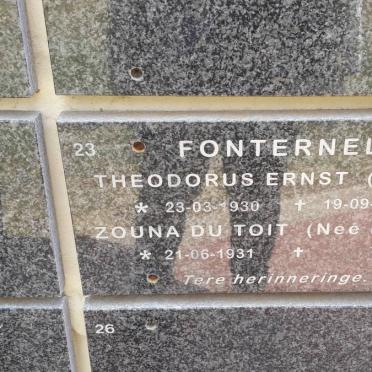 FONTERNEL Theodorus Ernst 1930-2007 &amp; Zouna Du Toit MULLER 1931-