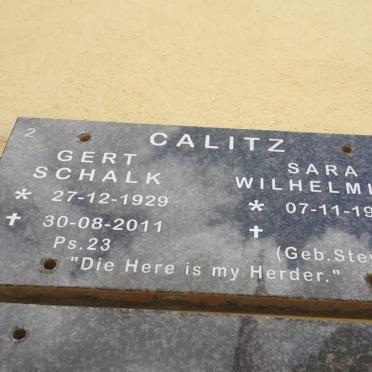 CALITZ Gert Schalk 1929-2011 &amp; Sara Wilhelmina STEYN 1934-