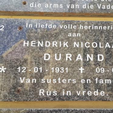 DURAND Hendrik Nicolaas 1931-2009
