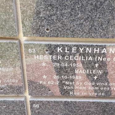 KLEYNHANS Hester Cecilia nee GREYLING 1958- :: KLEYNHANS Madelein 1989-