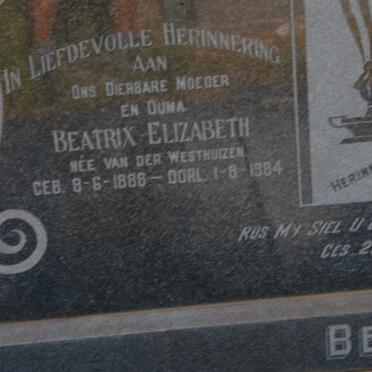 BEHR Beatrix Elizabeth nee VAN DER WESTHUIZEN 1888-1984