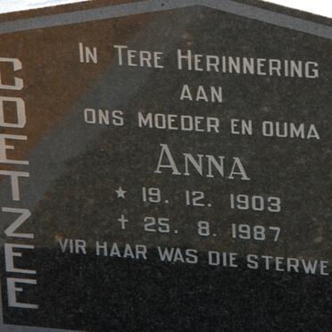 COETZEE Anna 1903-1987