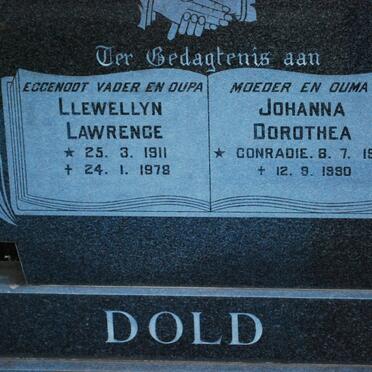 DOLD Llewellyn Lawrence 1911-1978 &amp; Johanna Dorothea CONRADIE 1915-1990
