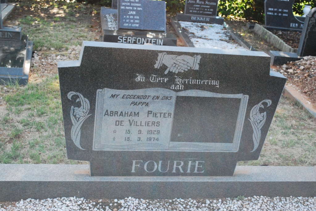 FOURIE Abraham Pieter de Villiers 1929-1974