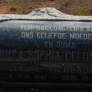 GELDENHUYS Louiza Sophia nee LIEBENBERG 1891-1979