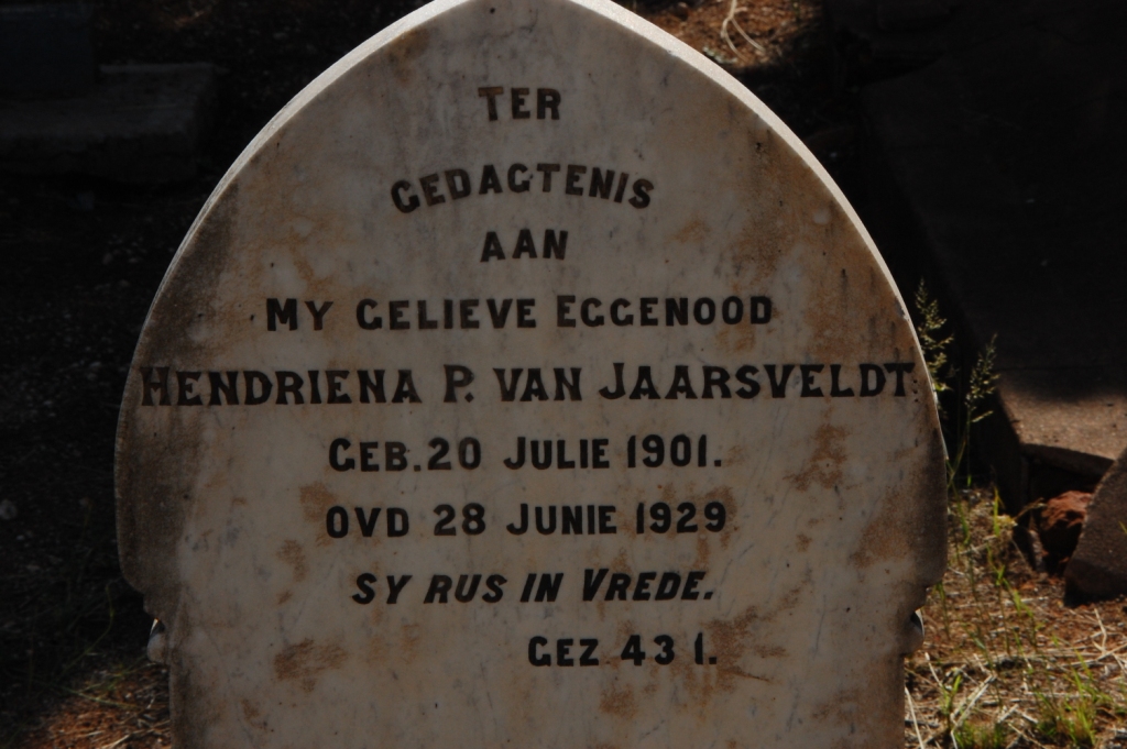JAARSVELDT Hendriena P., van 1901-1929