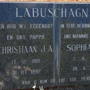 LABUSCHAGNE Christiaan J.A. 1901-1992 &amp; Sophia M. 1907-1994