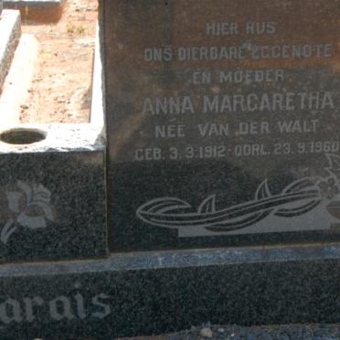 MARAIS Anna Margaretha nee VAN DER WALT 1912-1960