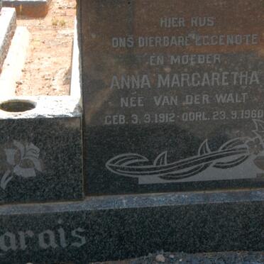 MARAIS Anna Margaretha nee VAN DER WALT 1912-1960