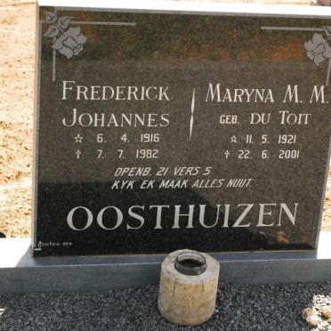 OOSTHUIZEN Frederick Johannes 1916-1982 &amp; Maryna M.M. DU TOIT 1921-2001