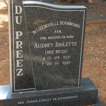 PREEZ Audrey Idolette, du nee MUIR 1931-1992