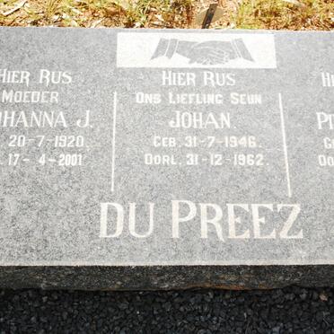 PREEZ Pieter A.J., du 1910-1992 &amp; Johanna J. 1920-2001 :: DU PREEZ Johan1946-1962