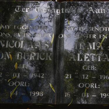 PEYPER Nicolaas von Burick 1942-1998 &amp; Irma Aletta 1960-1996