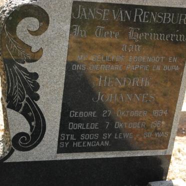 RENSBURG Hendrik Johannes, Janse van 1894-196?